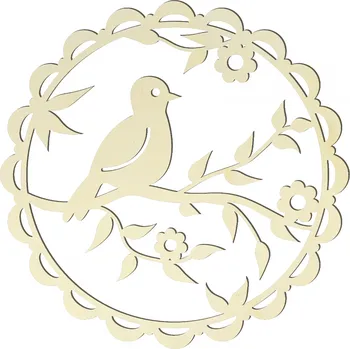 Party dekorace Dřevěná jarní dekorace - ptáček na větvičce, TOPOL Barva: topol, velikost: 15 cm