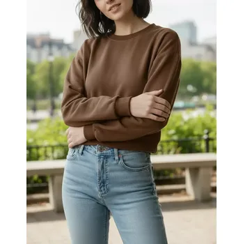 Dámská mikina Dámská krátká crop mikina- hnědá