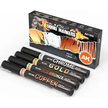 Modelářská barva AK Interactive Metallic Liquid Markers set 4ks