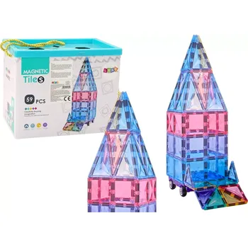 ostatní stavebnice Magnetické stavebnice – barevné panely, 59 dílků