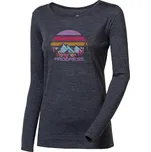 Dámské merino triko PROGRESS Hela Landscape šedý melír Velikost: XXL