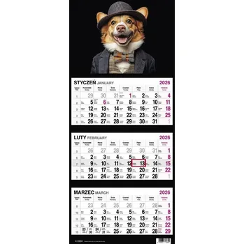 Kalendář Kalendarz 2026 Trójdzielny Pies