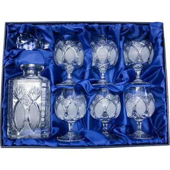 Sklenice BOHEMIA CRYSTAL Sada na rum, koňak, brandy Bohemia Crystal karafa a 6 sklenic - brus Paříž