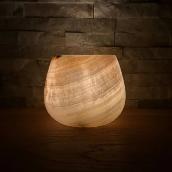 Svícen Svícen z přírodního kamene - Jemný vánek konkrétní kus z fotek, jedinečný originál, průměr 12,5 cm