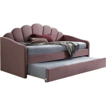 Postel Čalouněná postel Bella Velvet 90x200 s výsuvnou přistýlkou pudrová