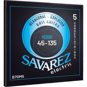 Struna pro kytaru a smyčcový nástroj Savarez Savarez struny pro E-bas Hexagonal Explosion5-str. Medium-Light B70M5 7792