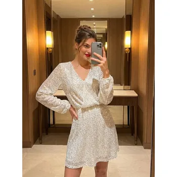 Dámské šaty Sinsay - Flitrové šaty - sříbrná - 421BE-SLV - 421BE-SLV-XS-1