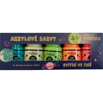Vodová barva Cadence Akrylové barvy 5 × 30 ml Svítící ve tmě