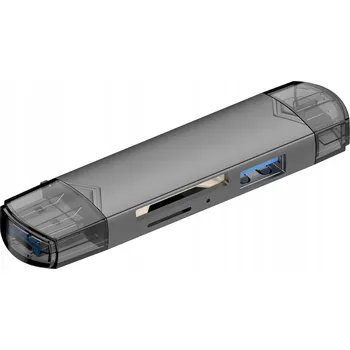 Čtečka paměťových karet ADAPTÉR ČTEČKA PAMĚŤOVÝCH KARET 6v1 SD TF MICROSD USB-C Micro-USB USB 3.0