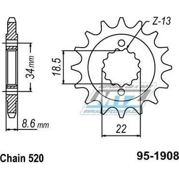Kolečko řetězové (pastorek) 1908-15zubů MTZ - KTM 390 Adventure + 390 Duke + 390RC + Husqvarna 401 Svartpilen + 401 Vitpilen 95-1908-15
