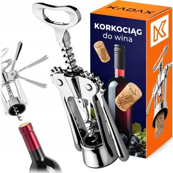 Otvírák Vývrtka na víno Kadax 19x6,2 cm stříbrná K153