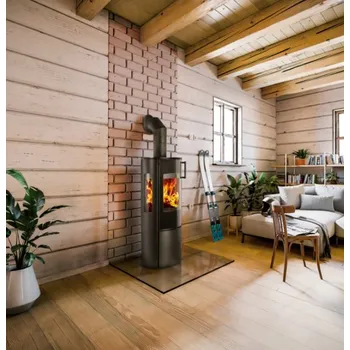 Krbová kamna Haas+Sohn Premium Fenix - černá, třístranné prosklení