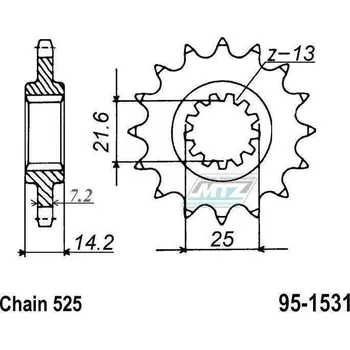 Kolečko řetězové (pastorek) 1531-15zubů MTZ - Kawasaki ZR750 Zephyr / 95-99 95-1531-15