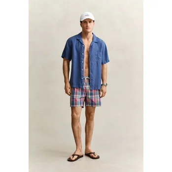 Pánské plavky PLAVKY GANT MADRAS CHECK SWIM SHORTS ROSE RED