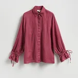 Reserved - Lněná košile s vázáním - pudrově růžová - 857IR-39X - 857IR-39X-L