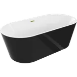 Mexen Luna, volně stojící vana 180 x 80 cm, bílá-černá, zlatý matný přepad, 52031808075-55