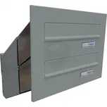 2x poštovní schránka D-041 šikmá k zazdění do sloupku + čelní deska - lakovaná - RAL 7040 - ŠEDÁ