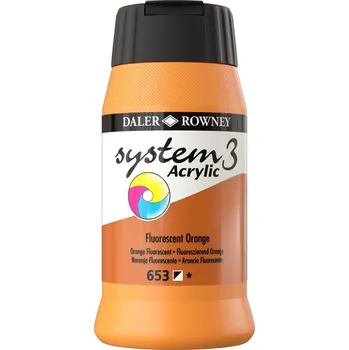 Vodová barva Daler Rowney System3 Akrylová barva Fluorescent Orange 500 ml 1 ks
