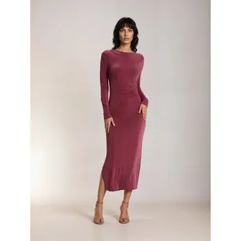 Dámské šaty Sinsay - Midi šaty s řasením a rozparkem - růžová - 114GY-38X - 114GY-38X-XS