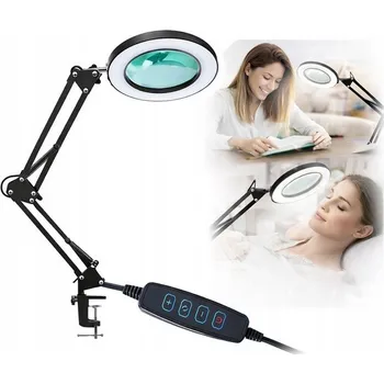 Lampička LED LAMPA NA STŮL S LUPU A KOSMETICKÝM ZVĚTŠOVACÍM SKLEM