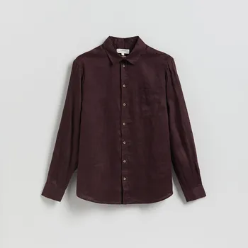 Pánské oblečení Reserved - Lněná košile regular fit - hnědá - 011IS-88X - 011IS-88X-M