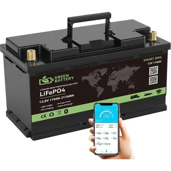 Trakční baterie Baterie LiFePO4 12,8V 170Ah, 2176Wh, Lithium-železo-fosfátová baterie, smart BMS, s autokonektory (Náhrada za trakční baterie, lithiová baterie, BMS, LiFePO4 baterie, solární baterie)