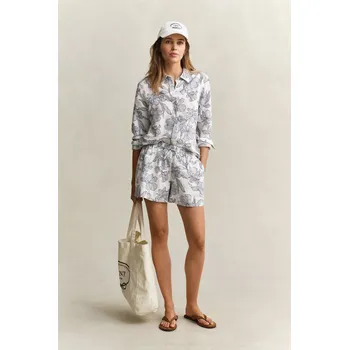 Dámské kraťasy ŠORTKY GANT FLORAL PRINT LINEN PULL ON SHORTS EVENING BLUE