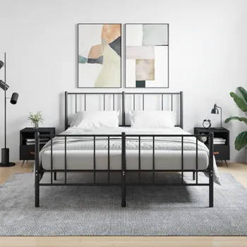 Noční stolek Nábytek XL Noční stolky 2 ks černé 40 x 35 x 47,5 cm kompozitní dřevo 827375