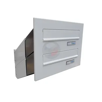 Železářství 2x poštovní schránka D-041 šikmá k zazdění do sloupku + čelní deska - lakovaná - RAL 9016 - BÍLÁ