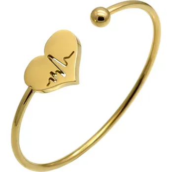 Náramek Náramek z chirurgické oceli Heart Beat Zlatý
