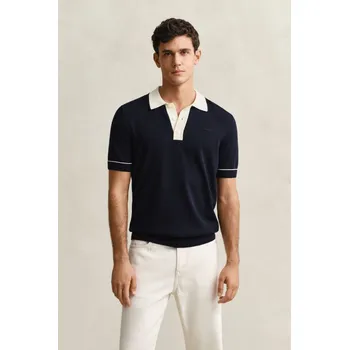 Pánský svetr SVETR GANT COTTON MODAL POLO EVENING BLUE