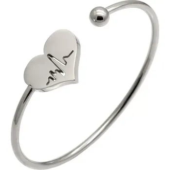 Náramek Náramek z chirurgické oceli Heart Beat Stříbrný