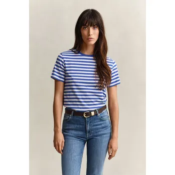 Dámské tričko TRIČKO GANT REG STRIPED SHIELD SS T-SHIRT ROYAL BLUE