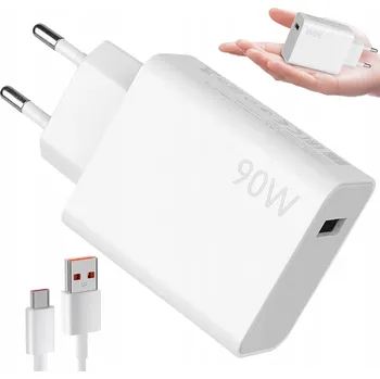 90W RYCHLÁ NABÍJEČKA SADA USB-C + KABEL 1M BÍLÝ TYP-C