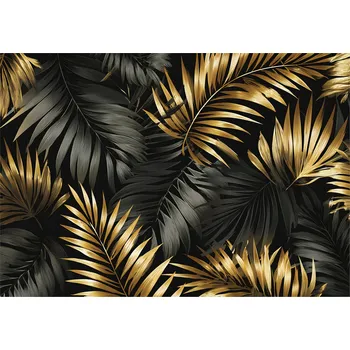 Fototapeta FOTOTAPETA LISTY ZLATÁ ČERNÁ GLAMOUR LOŽNICE OBÝVACÍ POKOJ VLIESOVÁ 300x210