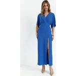 ELEGANTNÍ ŽENSKÉ ŠATY S ŠTŘÍPKAMI, MODRÉ, VELIKOST 36 S