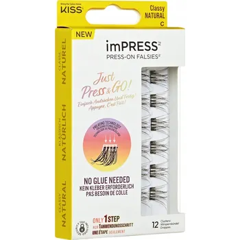 Péče o řasy a obočí KISS imPRESS Just Press & GO ! trsové nalepovací řasy bez uzlíku Classy Natural 12 ks