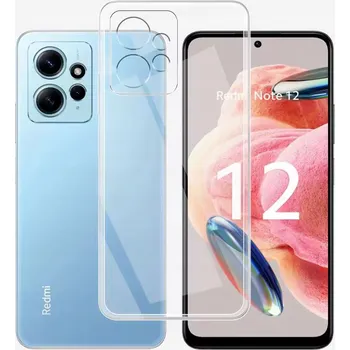 Pouzdro na mobilní telefon Pouzdro Průhledné 2mm pro Xiaomi Redmi Note 12 4G [Čiré, Ostrov] + Sklo 9H