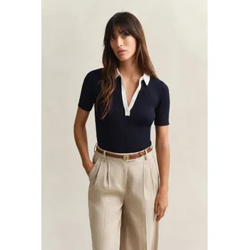 Dámský svetr SVETR GANT RIB KNIT SS RUGGER EVENING BLUE