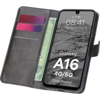 Pouzdro na mobilní telefon Flipové pouzdro Bizon pro Samsung Galaxy A16 5G, černé