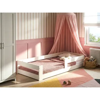Postel Dětská postel bílá borovicové dřevo 90 x 200 cm nízká konstrukce s roštovým rámem moderní styl dětský pokoj Beliani