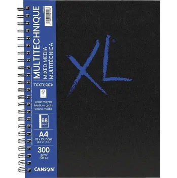 Výtvarný papír Canson Book Wire Bound Long Side XL Mixed Media Textured Skicář 34 A4 300 g Portrait
