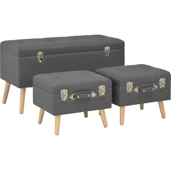 Zahradní lavice zahrada-XL Stoličky s úložným prostorem 3 ks tmavě šedé textil 247526