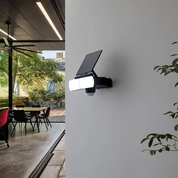 Venkovní osvětlení Prios LED solární nástěnné bodové svítidlo Wrenley, černé, čidlo - Solární panel - délka 15 cm, šířka 15 cm černá LED 8 W celkem