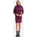 ELEGANTNÍ DÁMSKÉ ŽENSKÉ ŠATY S PRUHY, HALENKOVÝ STŘIH, ŠVESTKOVÁ BARVA 40/42 L/XL