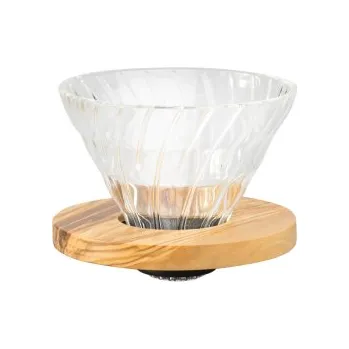 Příslušenství pro přípravu kávy Hario V60-02 dripper - olive - sklo dřevo - ZÁNOVNÍ