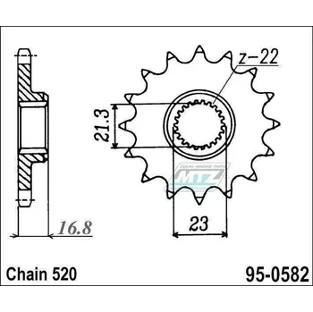 Kolečko řetězové (pastorek) 0582-16zubů MTZ - Yamaha XJ600S+XJ600N + XJR400+XJR400R+XJR400S 95-0582-16
