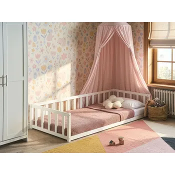 Postel Dětská postel bílá borovicové dřevo 90 x 200 cm nízká konstrukce s roštovým rámem moderní styl dětský pokoj Beliani