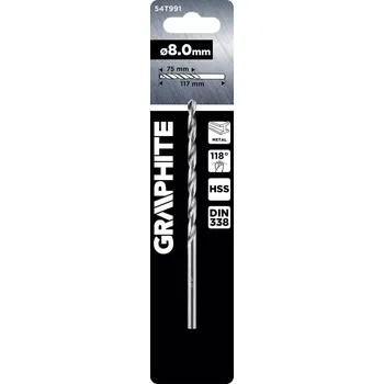 Vrták Vrták do kovu HSS DIN 338 8 mm VRTÁKY GRAPHITE 54T991