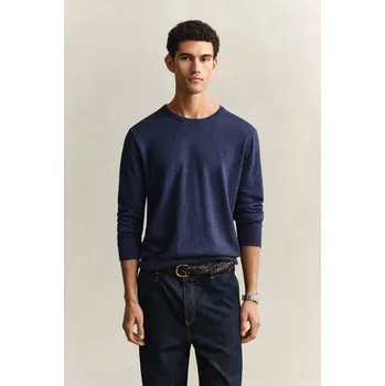 Pánský svetr SVETR GANT SLUB COTTON LINEN C-NECK DARK INDIGO MELANGE